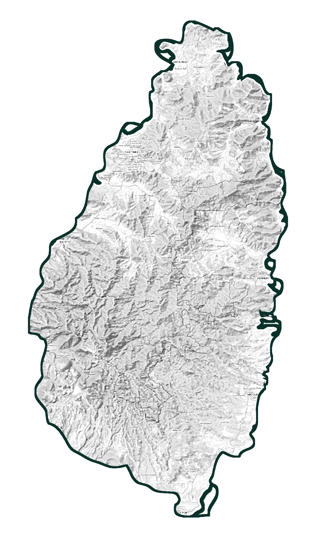 Topographic map of Saint Lucia